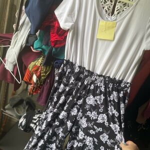 Just Be Black and White Floral Jumpsuit